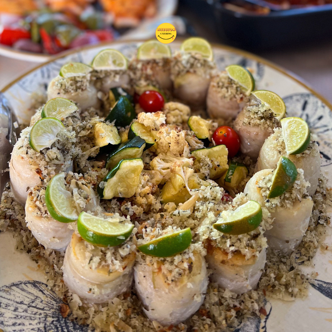 杏仁香草檸檬魚卷 | Almond & Herb Fan Scallop Crusted Fish Roulade with Lemon (8 pc)